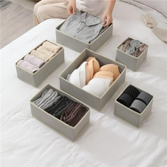 Foldable Drawer Organizer Bins for Clothes Underwear Baby Socks Bras Towels - Picture 5 of 7